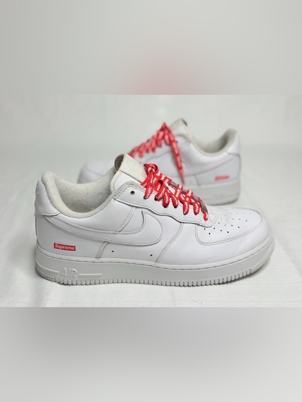 Nike Air Force 1 Low x Supreme White Supreme Laces Sneakers Mens  Size 11